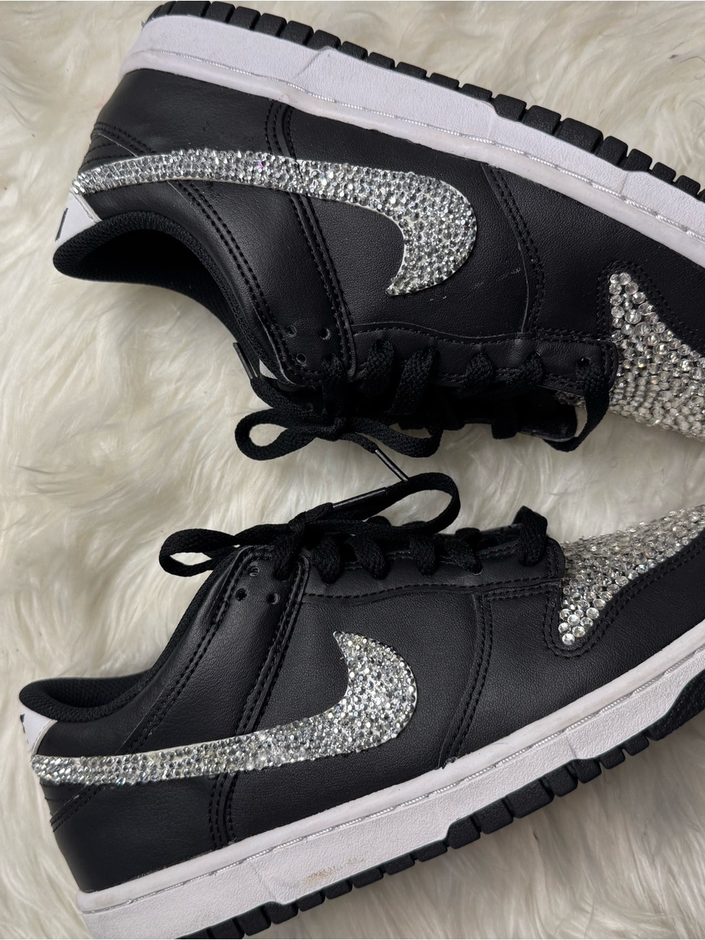 Nike Black & White Sneakers with Crystal Accent